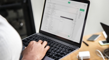 Businesswoman working on a laptop