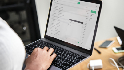 Businesswoman working on a laptop