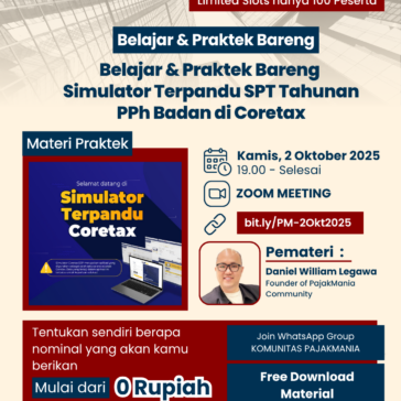 Kopdar Online PajakMania - Belajar Bareng & Praktek Bareng Simulator Terpandu SPT Tahunan PPh Badan di Coretax